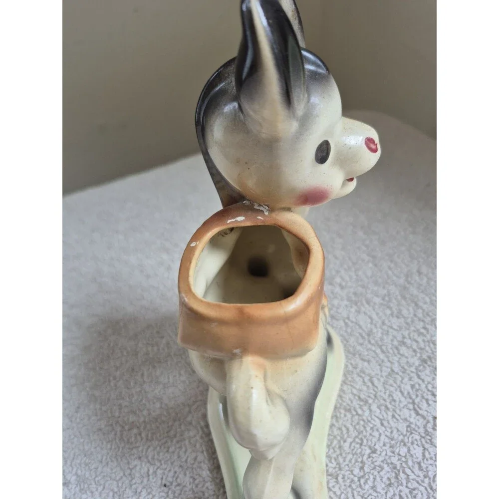 Vintage Ceramic Donkey Burro Planter Figurine MCM Kitsch Pottery Japan Style